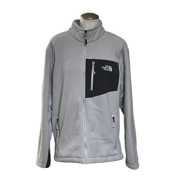 The North Face Mens  Fleece Jacket Gray With Zip Pockets & Chest Logo Size M - Picture 1 of 11